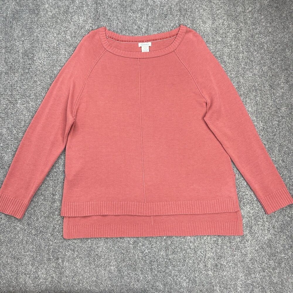 Sundance Sweater Womens Small Linen Blend Seamed Front Ribbed Hem Coral
